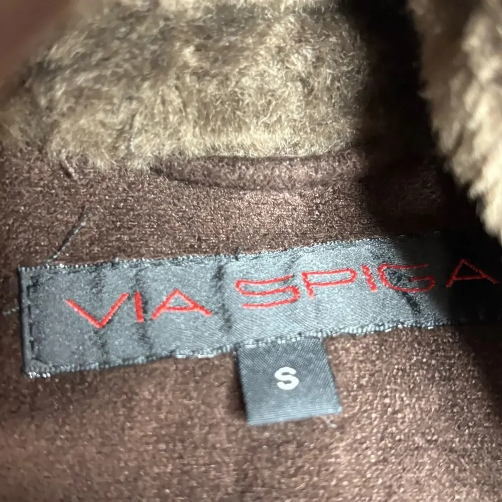 Via Spiga Deadstock 90s Y2K vintage brown espresso Long Coat size small NWT new - Picture 8 of 10